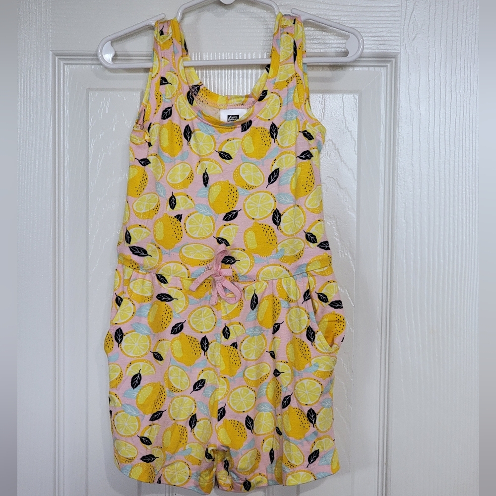 🌟Girls Sleeveless Romper, Alex's Lemonade stand, lemon print, 3T